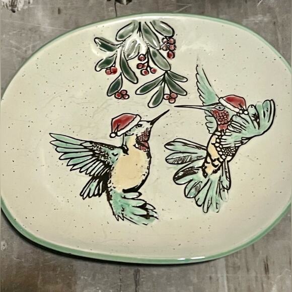 NWOT Eli + Ana Christmas Hummingbird Appetizer Plate Set Santa Hat Ornaments - Picture 6 of 6